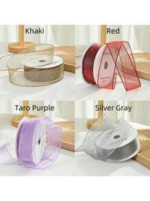 1Pc 2.5Cm*900Cm Rhinestone Decorative Ribbon For Diy Bows, Valentine'S Day Gift Box Packaging, Wedding Party Decorations, Baking Cake Flower Ribbons, Craft Bouquet Packaging Materials, Valentine'S Day, Birthday Gift Packaging, 15 Colors Available