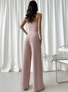 Firerie 女士优雅浪漫时尚通勤性感优雅风格连衣裙，适合派对、度假、返校、浪漫约会和婚礼生日，女士收腰连体裤 - 粉色 - 查看 3