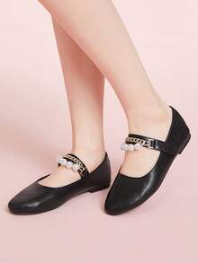 CUCCOO DOLLMOD Zapatos planos de mujer elegantes con cruce y detalles en diamante, cómodos de caucho - Negro - Ver 4