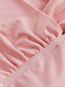 Blusa elegante con nudo y lazo asimétrico de punto para niñas preadolescentes, camisa rosa, estilo francés de moda, blusa dulce para volver a la escuela, a juego con mamá - Rosa - Ver 7