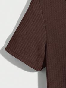 Manfinity Mode Men's Solid Color Short Sleeve Casual Commuting Polo Shirt, Polo Shirts For Men Collar - Mocha Brown - View 3