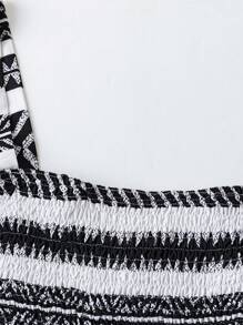 SHEIN LUNE 大码女式休闲几何印花无袖阔腿连体裤，海滩度假海岛装 - 彩色 - 查看 3