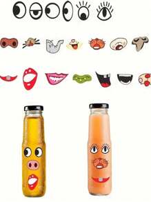 SHEIN 1 set de 3 rouleaux, autocollants créatifs de bandes dessinées DIY, 6 styles, yeux colorés, nez, bouche, barbe, autocollants adhésifs non séchants pour l'artisanat fait main, la décoration, l'école et le stockage