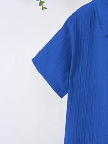 SHEIN Young Boy Solid Button Front Shirt & Shorts Without Tee, School, Campus, College Summer Holiday