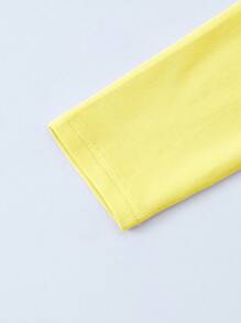 INAWLY Áo thun cổ tròn dài tay màu vàng nhạt cỡ lớn cho nữ - Màu vàng - Xem 5