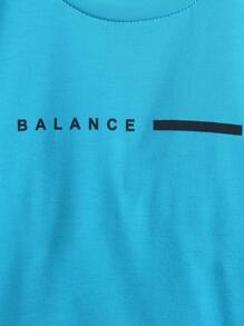 SHEIN Streecool Kids Young Boy Letter Printed Short Sleeve T-Shirt And Shorts Two-Piece Set, School, Campus, College - Blue - View 7