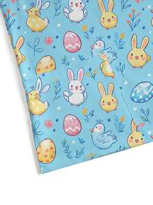 PopScrub Easter Colorful Cartoon Pattern Blue Hand Wash Clothes Cartoon Rabbit Short Sleeve Nurse Uniform Top  Animal Cartoon Pattern Short Sleeve V Neck Double Pocket Top Nurse Women's Top Scrub Top Print V Neck Frosted Scrub Top, Casual Short Sleeve Work Wear, Women Sweetheart V-Neck Ruched Blouse, Women Short Sleeve V-Neck Nurse Uniform Shirt With 2 Pockets, Soft Stretchy Ruched Graphic Tee - Blue - View 7