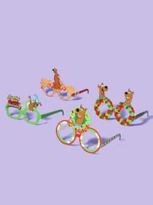 SCOOBY-DOO X SHEIN 可爱卡通狗和字母图案纸质眼镜、服装眼镜 - 綠色 - 查看 1