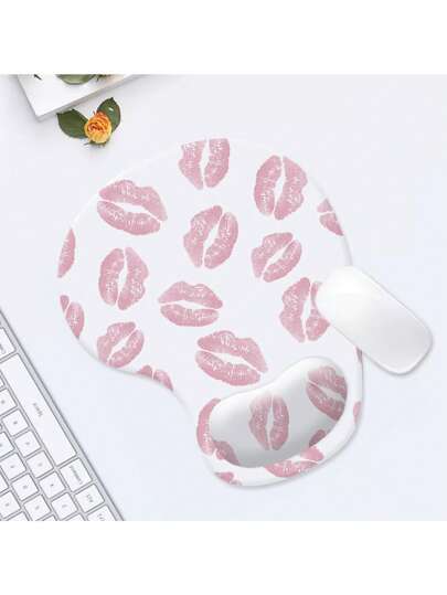 Kawaii Anti-Skid Waterproof Thick Mouse Pad With Pink Lip Print Pattern, Style No. 1274379