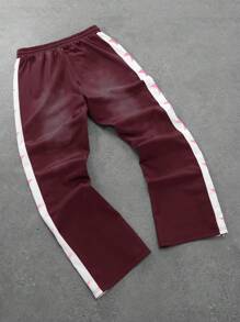 Manfinity Streetrush Pantalón de chándal informal con estampado de estrella y cordón delantero marca Manfinity Streetrush, diseño minimalista para uso diario, pantalón de chándal con elemento de estrella para hombres, regalo para novio