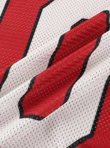 ROMWE MEN Prep Maillot homme avec paillettes scintillantes et contraste en maille, style t-shirt de football à manches courtes