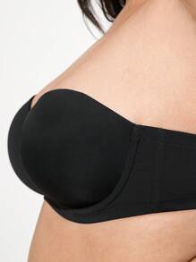 LUVLETTE Plus Woman Lingerie Black Breathable Strapless No-Show Seamless Push-Up Underwire T-Shirt Lingerie As Outerwear Basic Half Bra