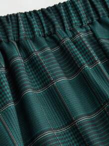 Celure 一套大码女式格子单排扣翻领马甲和中长裙优雅两件套