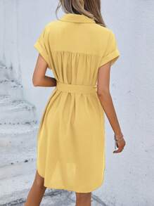 SHEIN Clasi 女士简约纯色休闲短袖连衣裙，适合夏季