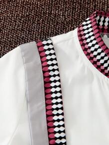 Set de 2 piezas con camisa de manga corta con cuello a cuadros y pantalón corto para niño - Blanco - Ver 6