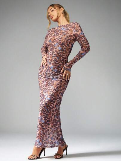button up bodycon dress Elegant Jewel Knitted Button Taupe Bodycon Dress Long Sleeves Wedding main image 0