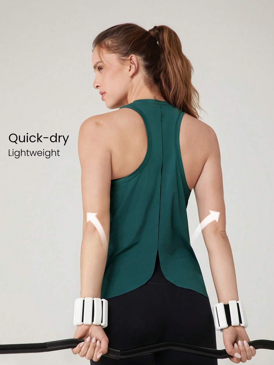 GLOWMODE Mesh Training Racerback  Tank Gym Wear Medium Impact Running Workout Quick Dry Moisture Wicking Cool Feeling - Mistle Toned - View 1