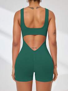 Easithlete Women's Fitness Jumpsuit, Dance Slim-Fit Yoga Wear - Dark Green - View 6