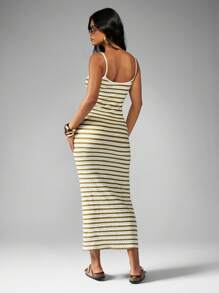MISSGUIDED 条纹Bodycon Maxi连衣裙背心风格夏季太阳裙海滩度假服无袖罗纹针织立柱连衣裙 - 彩色 - 查看 2