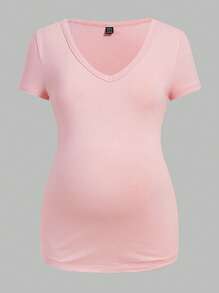 SHEIN 3 件装孕妇纯色 V 领 T 恤