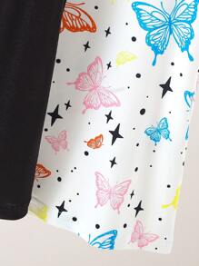 SHEIN Baby Girl Cute Butterfly Print Round Neck Cap Sleeve Dress - Multicolor - View 4