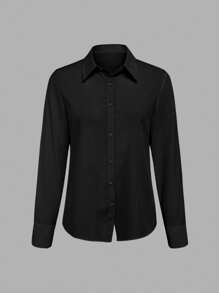 EMERY ROSE 女士休闲百搭纯色长袖衬衫