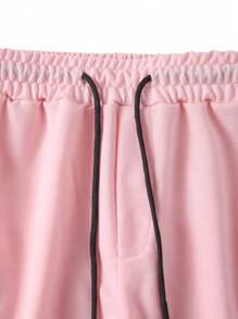 Manfinity Homme Men's Drawstring Waist Pockets Relaxed Casual Shorts - Pink - View 3