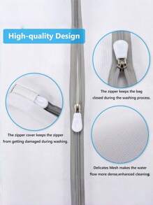 SHEIN 1pc White Mesh Lingerie Laundry Bags Set, Bra Laundry Bags With Zips, Honeycomb Mesh Material, Effective Filter Impurities, Supporting Frame Effectively Prevents Deformation During Laundry, Suitable For Cleaning Bras, Sweaters,Underwear, Light Scarfs, Stockings