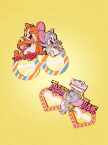 TOM & JERRY X SHEIN Fashionable Cute Cartoon Mouse & Letter Design Paper Party Glasses - Blue - View 1