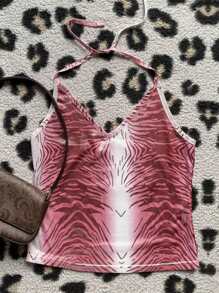 SHEIN EZwear 女士时尚修身短款上衣，适合辣妹 - 粉色 - 查看 1