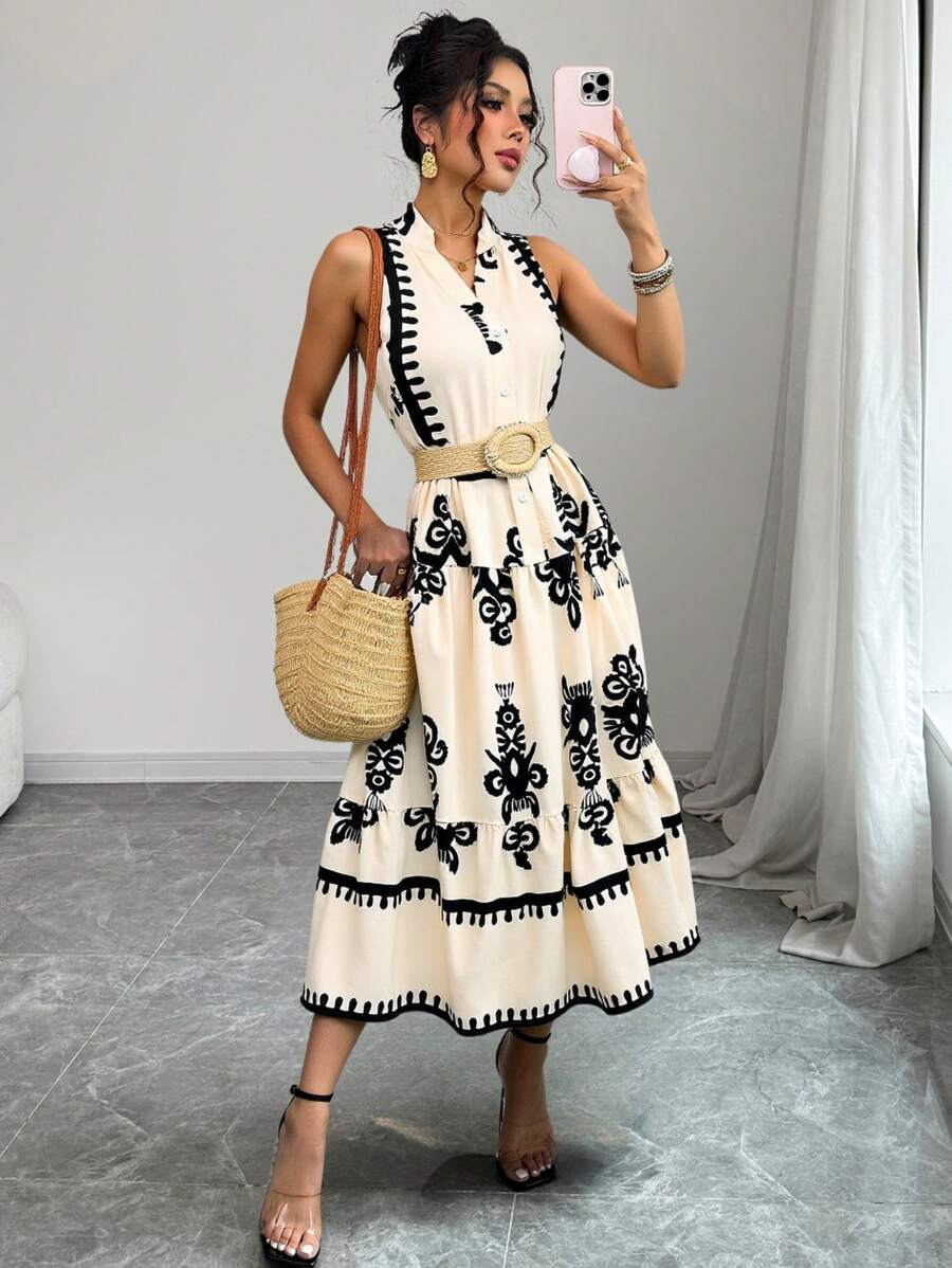 Breezaya Slimming Sleeveless Maxi Dress For Women, Beach Vacation Sundress - Apricot - View 1