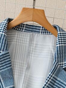 SHEIN Clasi 大码女式千鸟格长袖休闲西装外套