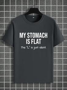 Manfinity Homme Áo thun nam tay ngắn in chữ cỡ lớn, thích hợp mặc hàng ngày - Màu xám đen - Xem 5