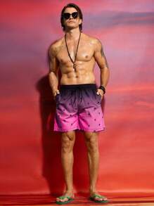 Manfinity VDAYZ Men's Solid Swim Trunks, Minimalist & Fashionable For Summer - Rose Red - View 3