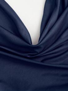 Sweetra Women's Vintage Draped Neck Backless Top & Fishtail Bodycon Mini Skirt 2 Pieces Set