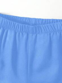 SHEIN Tween Boys' 2pcs Gentleman Suit - Metallic Print Blazer And Solid Color Pants, & Stylish For Birthday Party, Evening Party, Wedding, Wedding Guest, Pageboy, Ring Boy - Mint Blue - View 3