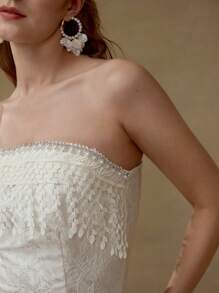 MOTF PREMIUM Vestido sin tirantes con diseño de borlas de strass - Albaricoque - Ver 2