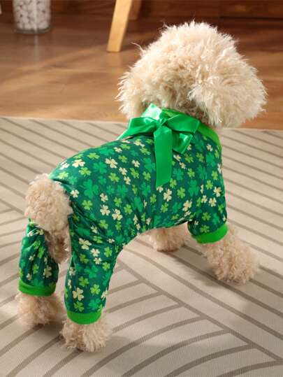 PETSIN St. Patrick's Day Clover Green Pet Jumpsuit