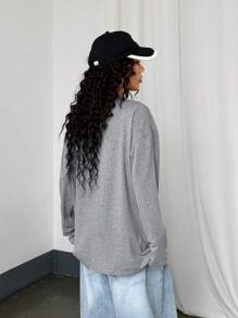 StreetHx Women's Gothic Print Loose Casual Dark Street Style Round Neck Thin Long Sleeve T-Shirt, Autumn/Winter Graphic Tees Women Tops For Spring Outfit