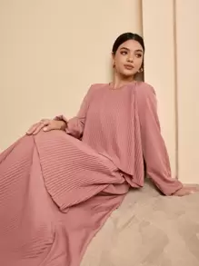 Graceveil Abito lungo oversize da donna con collo rotondo e caduta irregolare, in stile arabo