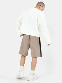 SUMWON Essential Regular Fit Textured Long Sleeve T-Shirt Crew Neck Ribbed Casual Basic Fall Winter Top Streetwear Athleisure Loungewear - Beige - View 4