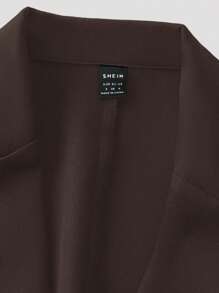 Lunelith SHEIN Lunessa Women's Plain Color Casual Bandeau Dress And Collared Jacket Suit Design, Autumn/Winter