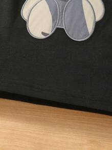 SHEIN 小男孩熊印花圖t恤與戰地褲套裝