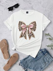 Women's Casual Butterfly & Cross Graphic Print T-Shirt - White - View 3
