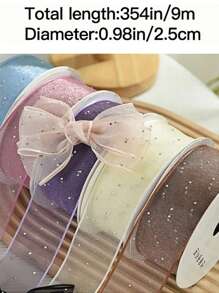 1Pc 2.5Cm*900Cm Rhinestone Decorative Ribbon For Diy Bows, Valentine'S Day Gift Box Packaging, Wedding Party Decorations, Baking Cake Flower Ribbons, Craft Bouquet Packaging Materials, Valentine'S Day, Birthday Gift Packaging, 15 Colors Available