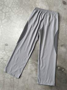 STYNVO Men's Colorblock Striped Print Drawstring Waist Long Pants, Street Wear Pants, Fall