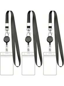 1 Bộ Dây đeo huy hiệu nữ, Dây chuyền huy hiệu có cuộn huy hiệu có thể thu vào, Bao gồm 2 ngăn đựng thẻ ID, Dành cho bé gái, Y tá, Nhân viên văn phòng Trở lại trường học - Nhiều màu - Xem 3