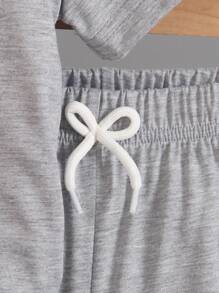 SHEIN Young Boy Letter Print Short Sleeve T-Shirt And Shorts Two Pieces Set