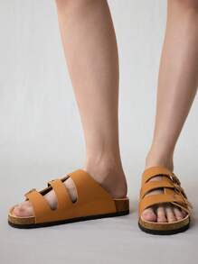 Solecia Zapatos planos de mujer tipo slip-on, minimalistas y de moda, apropiados para el verano - Marrón - Ver 5