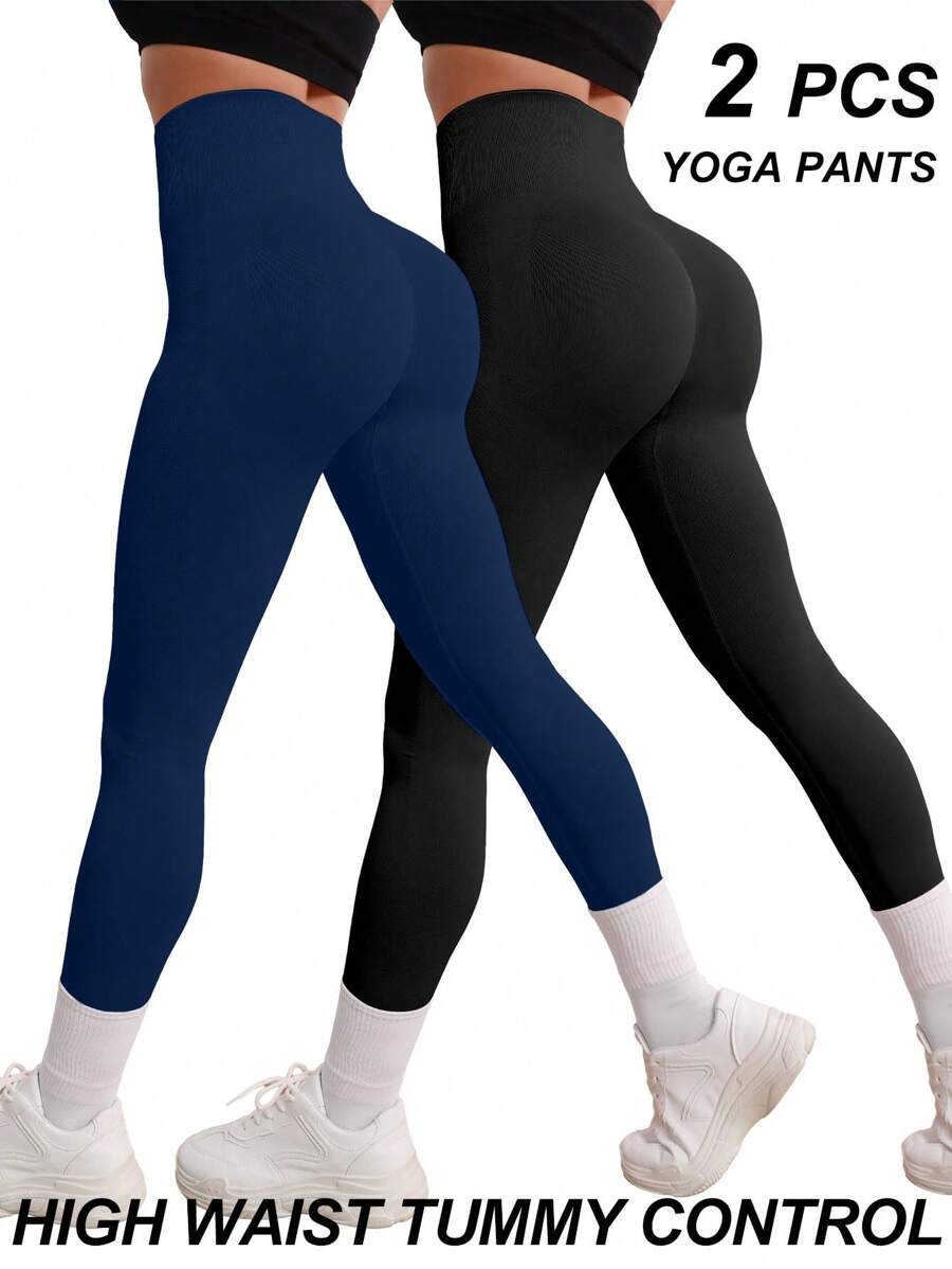 Easithlete 无缝高弹力运动紧身裤，时尚合适的瑜伽女裤 - 彩色 - 查看 1